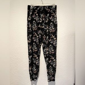 Floral Tie Elastic Waist Joggers
